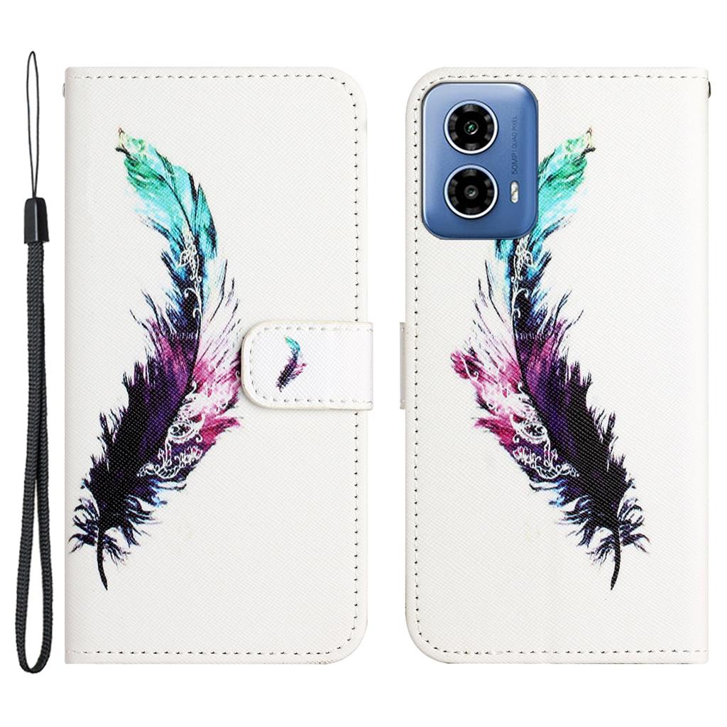 For Motorola Moto G45 5G/G34 5G Case 3D Crosshatch Phone Wallet Cover with Wrist Strap