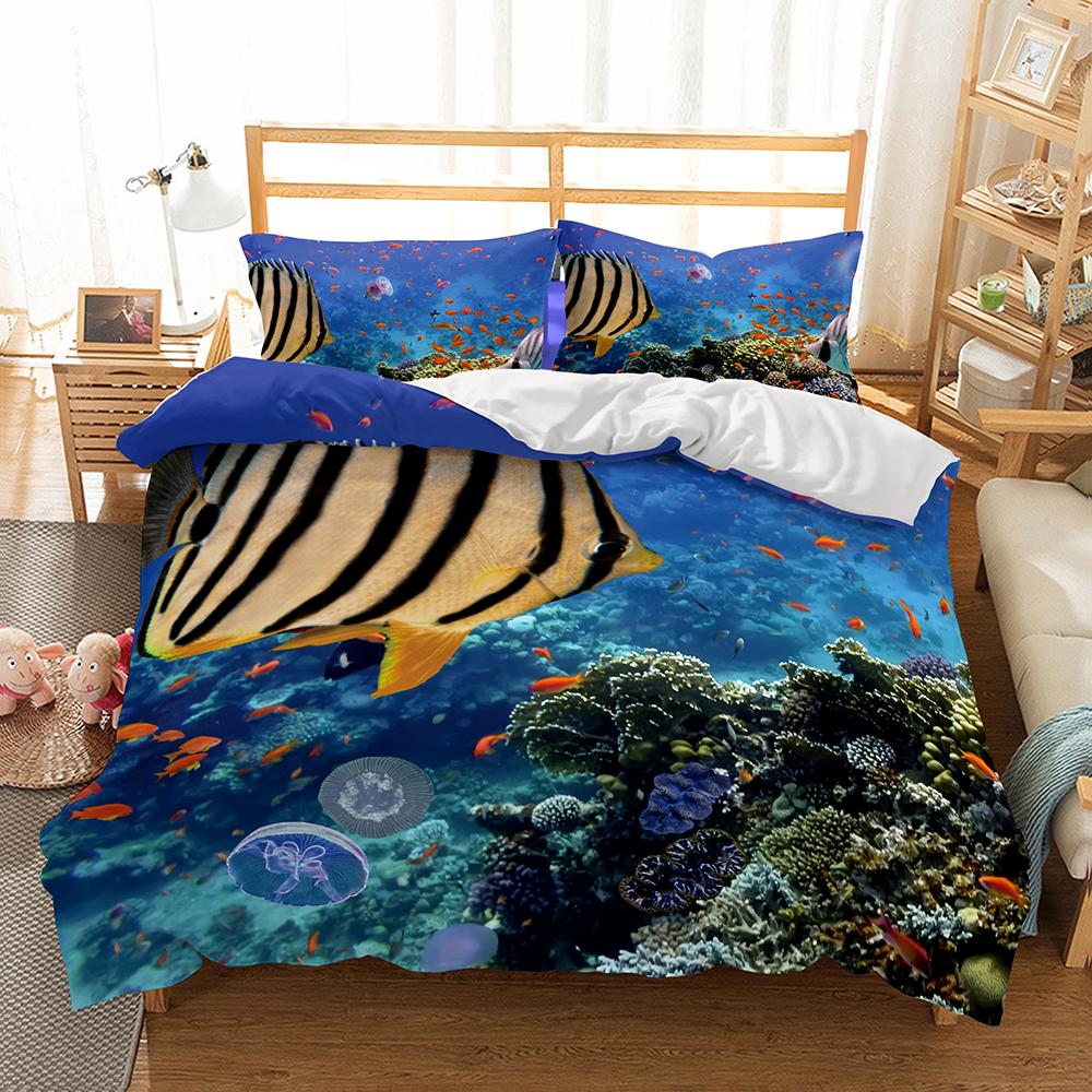 

Kids Bedding Set Printed Sea World Twin Full Queen King Size Bed Cover Sets High-Quality Designer Home Textile Beddings EU single(135x200cm)