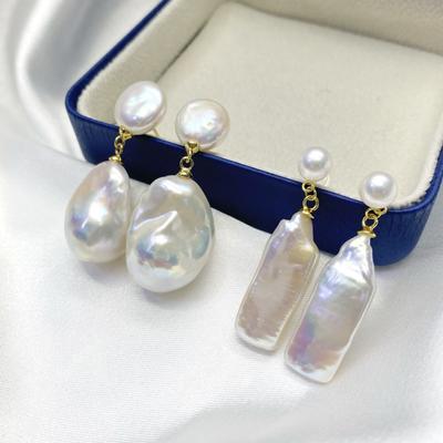 No Baroque No Woman S925 Silber Tian Ran Süßwasserperle Doppelperle Ohrringe Ohrringe