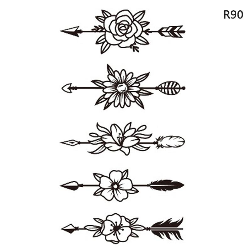 Waterproof Temporary Tattoo Stickers Black Butterfly Rose Transfer Flash Tatoo Women Sexy Neck Hand Chest Body Art Fake Tattoos