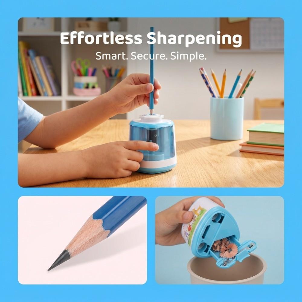 Blue Pencil Sharpeners Portable Pencil Trimmer Desk Stationery Student Daily Learning