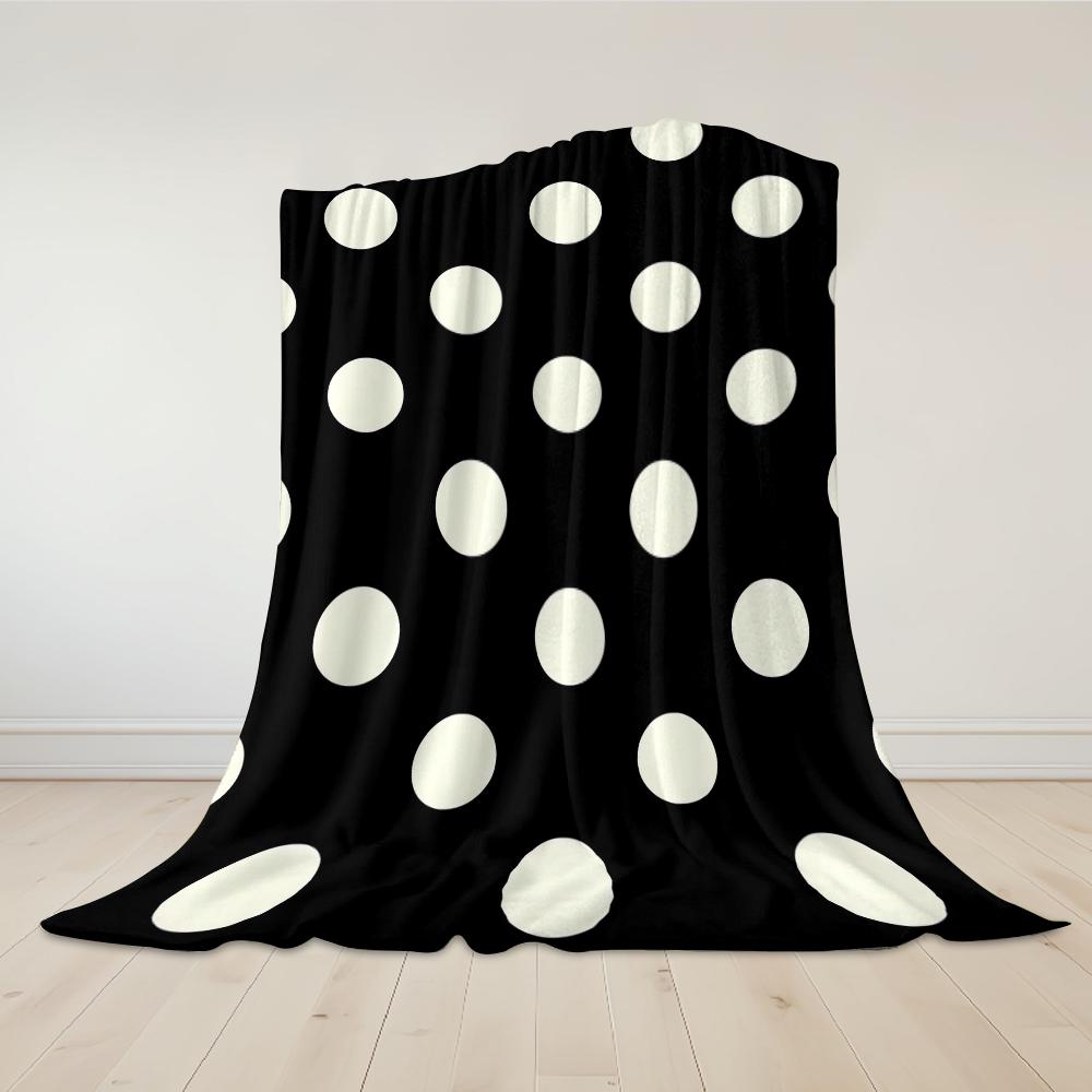 Schwarz-Weiß gepunktete Flanelldecke Warm Weich Halloween Weihnachten Sofa Warm Gemütlich Dekorative Dekoration Geschenk für Jede Jahreszeit