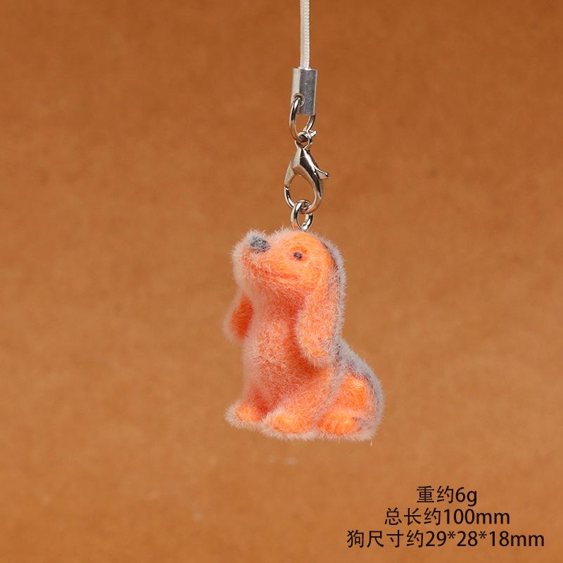 Flocked Puppy for Women Girl Mobile Phone Lanyard Dog Lovers Bag Charms Tremdy Key Chains Couple Friend Kids Gift Bag Charm