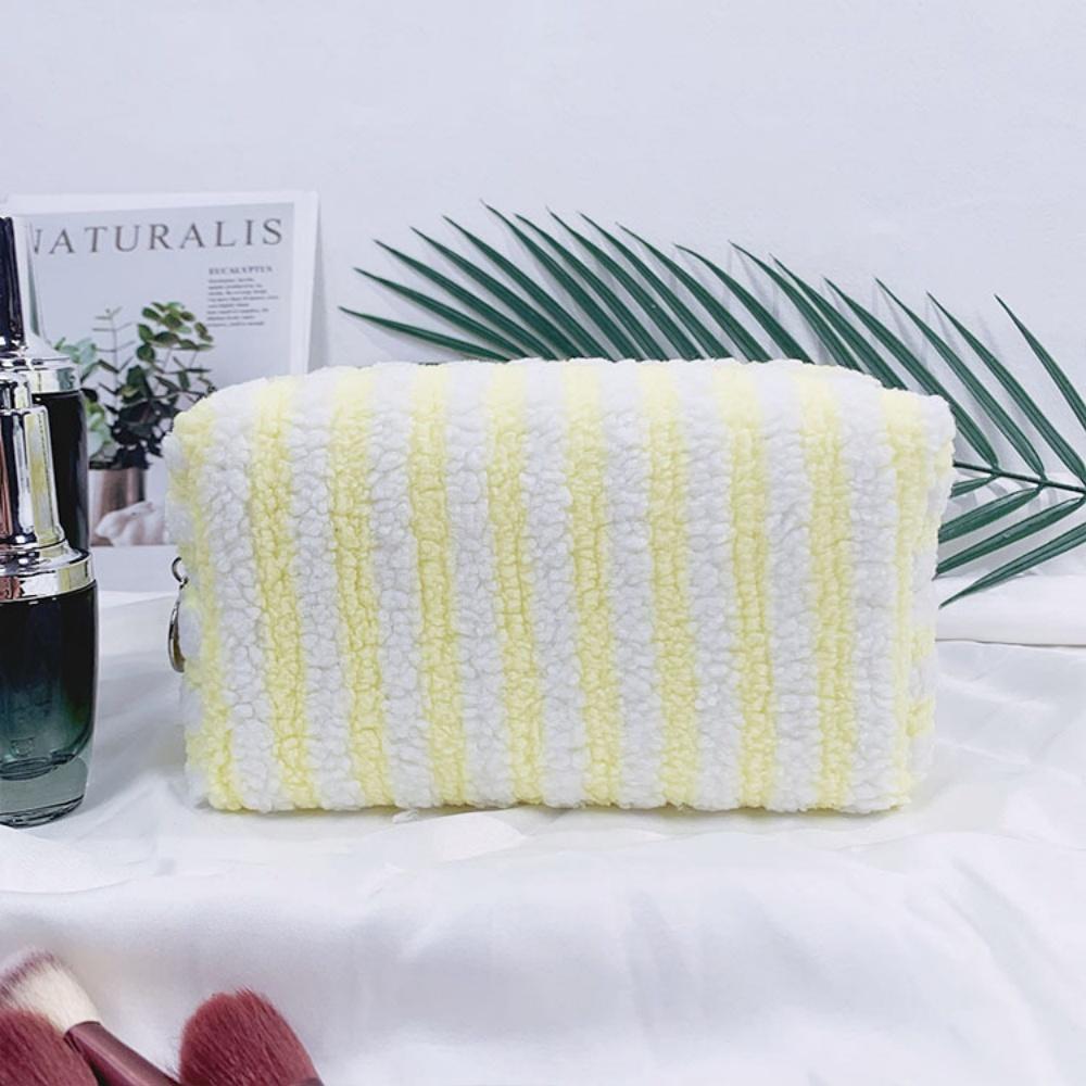 Winter Travel Cosmetic Bag For Men Women Soft Makeup Bag Stripe Beauty Toiletry Bag Makeup Brush Lipstick Storage Organizer