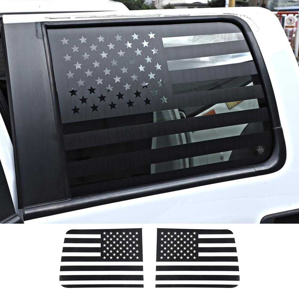 2x Rear Window Trim Decor Stickers Decal for Ford F150 2009-2014 US Flag Black