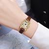 Light Luxury Temperament Niche Leather Women'S Watch Retro Square Diamond-Encrusted Student Watch High Value Small Sugar Cube Watch