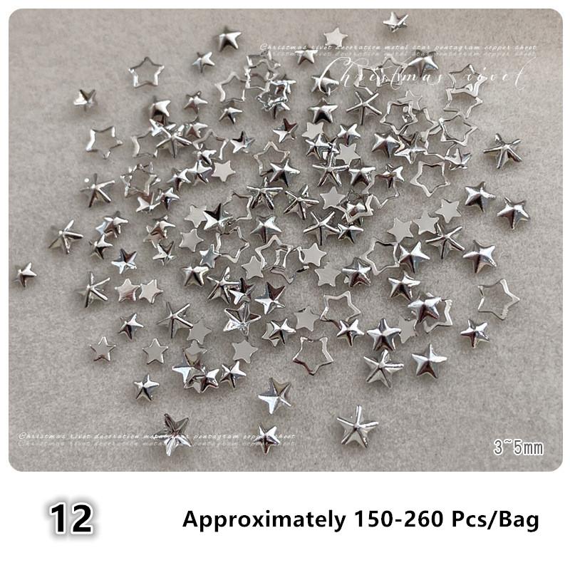 3D Alloy Five-Pointed-Star Gold Silver Diamond Nail Decoration Luxury Manicure Accessories Hollow Star Nail Art Art Rivet Charms