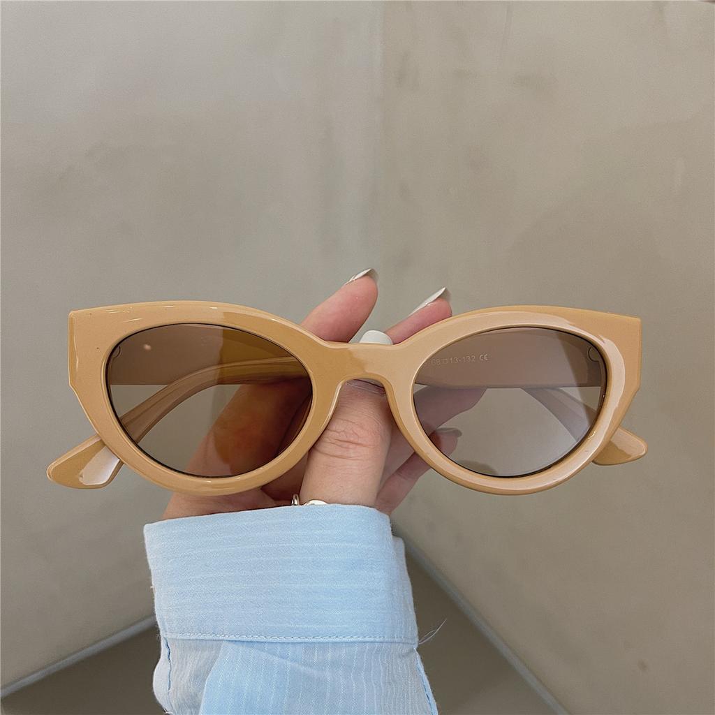 Green Frame Brown Sunglasses For Women'S High-End Sense Of Tide, Big Face And Thin Sunglasses -