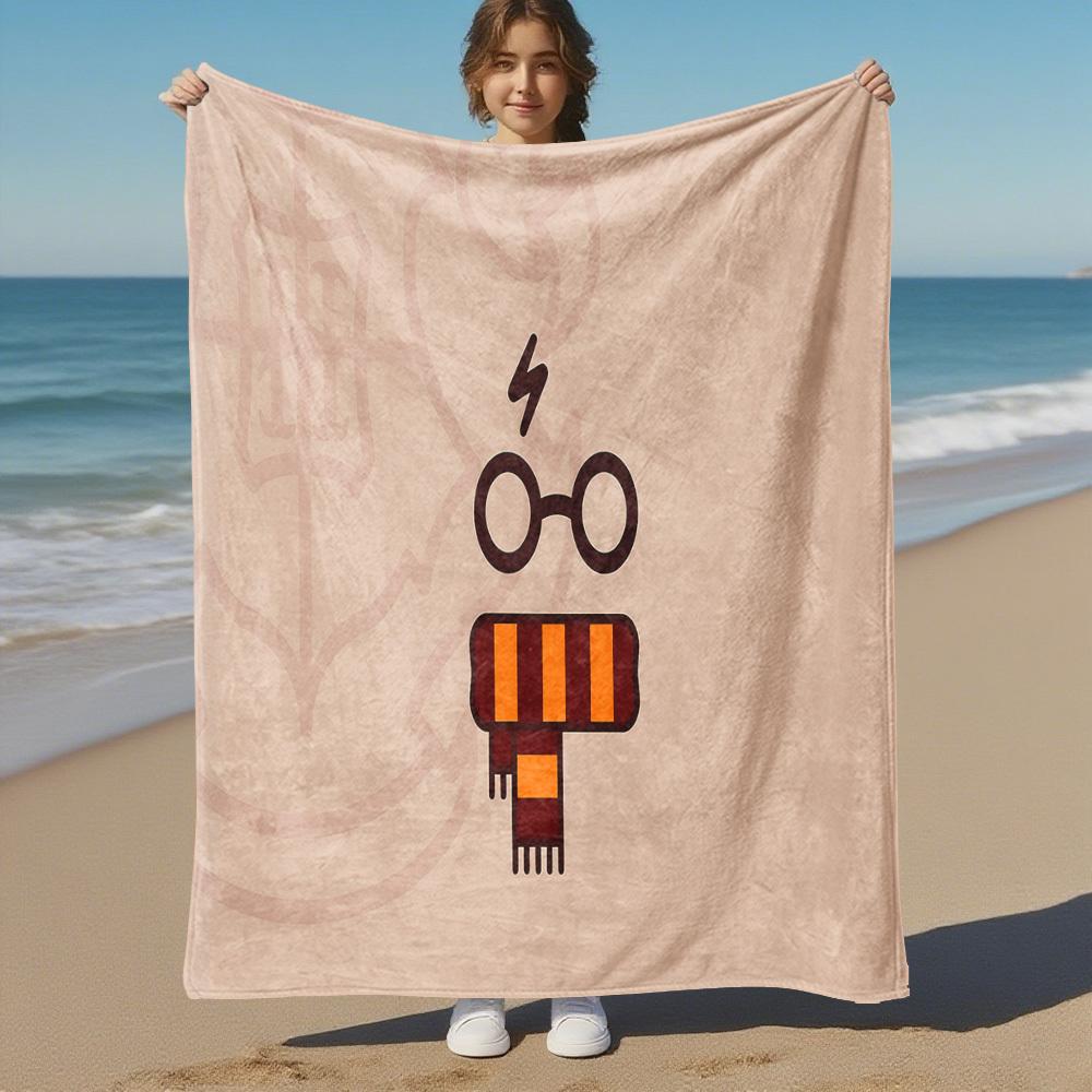 1pc Scarf Glasses Lightning Bolt Outdoor Flannel Throw Blanket All-Season Soft Warmth, travel,Gift for Home Decor-1031264 75X95CM