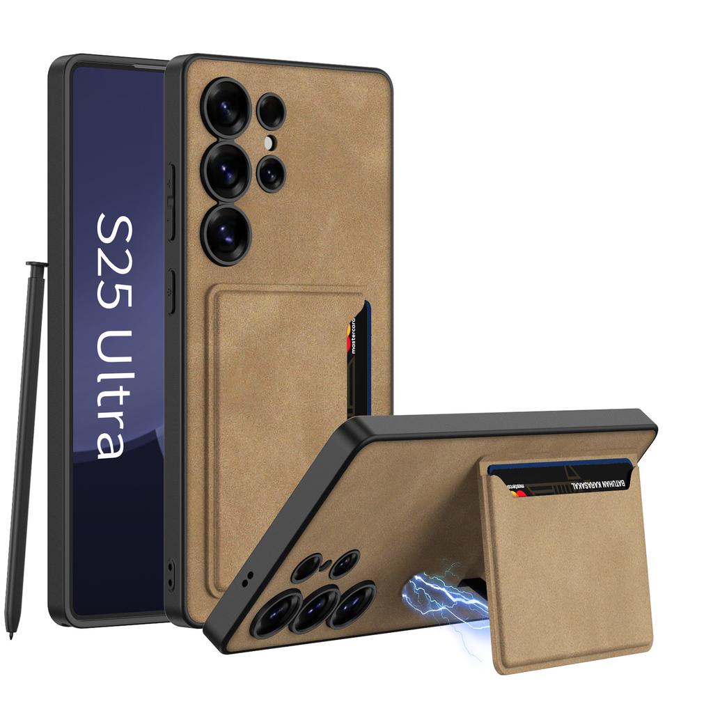 Husă Telefon Mobil Samsung S25ultra Piele Mată Simplă Galaxys25 Ultra Subțire Simplă Husă cu Suport Anti-Cădere