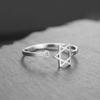 Teamer Je Davidstern Offener Ring mit klarem Zirkonia Edelstahlring Damen Hexagramm Schmuck Geburtstagsgeschenk Großhandel