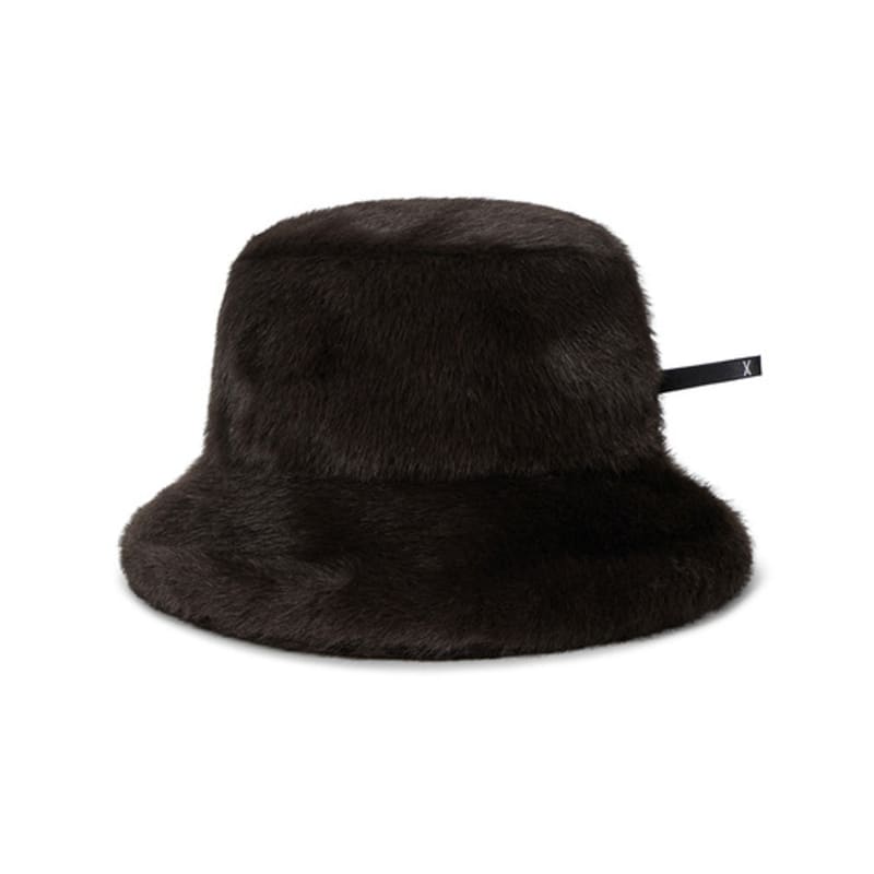 VARZAR VA Long Label Fur Bucket Hat Brown