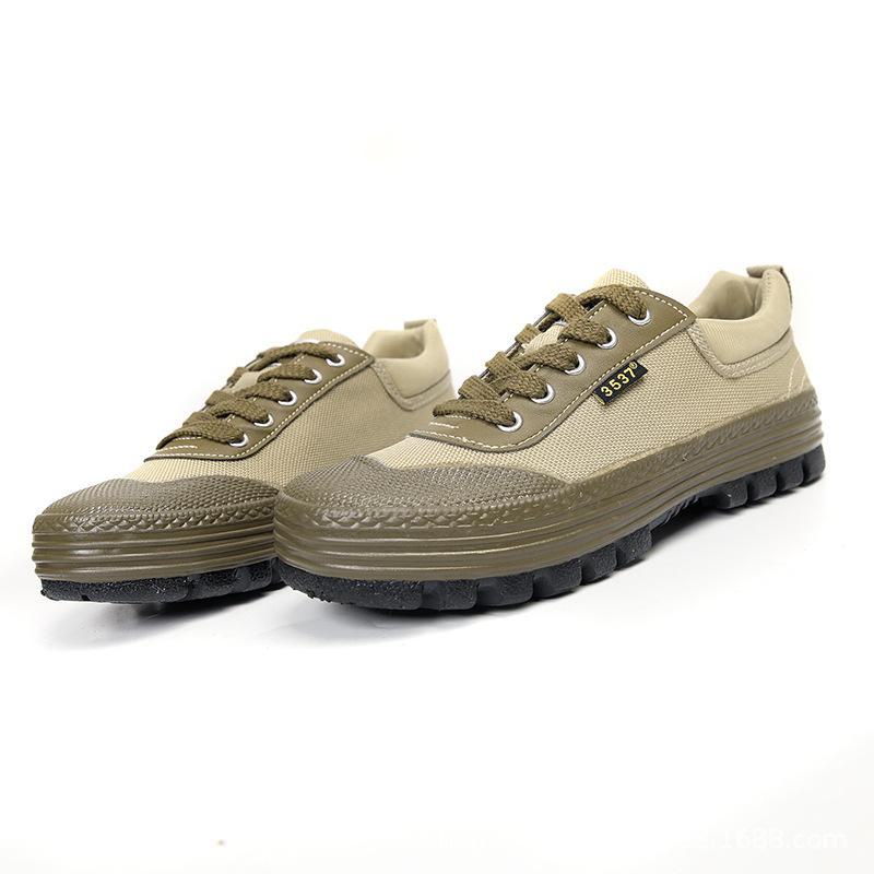 3537 Genuine Jiefang Unisex Mountaineering and Work Shoes - Yellow Rubber and Canvas Casual Shoes