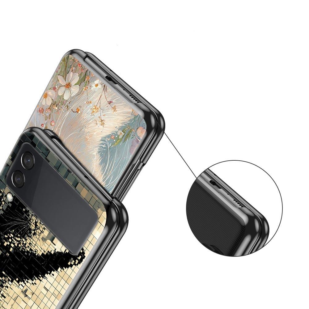 Cute Cat Hard PC Phone Case For Samsung Galaxy Z Flip 7 6 5 4 Black Cover For Galaxy Z Flip 3 Foldable Shell Fundas Capas Coque