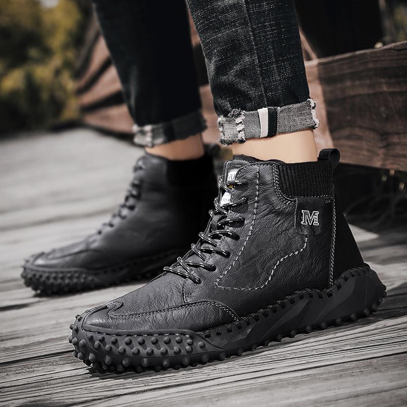 New Winter Waterproof Men Boots Plush Warm Snow Boots Outdoor Non-slip Men Ankle Work Boots Men's Motorcycle Boots Botas Hombre