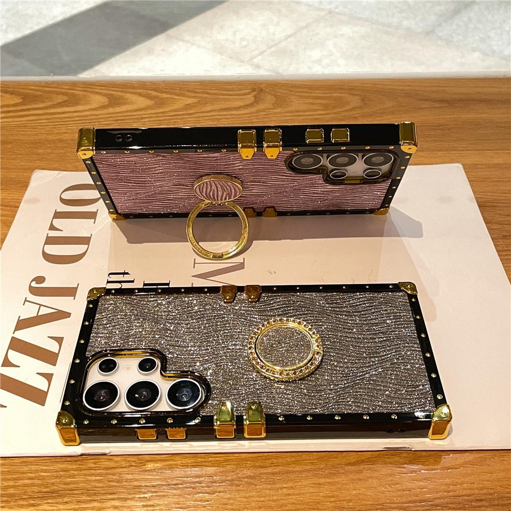 Luxury Ring Stand Case For Samsung Galaxy S25 Edge S24 S23 Ultra S24FE S25Plus Bracket Bling Cover Fundas