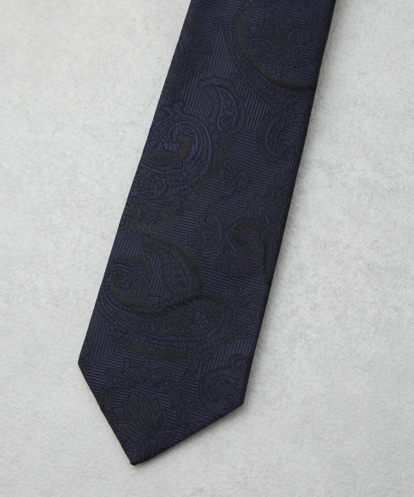 [Nano Universe] Kyoto Nishijin Washable Shadow Paisley Tie, Men's Size F 120, Navy, 668-5242204