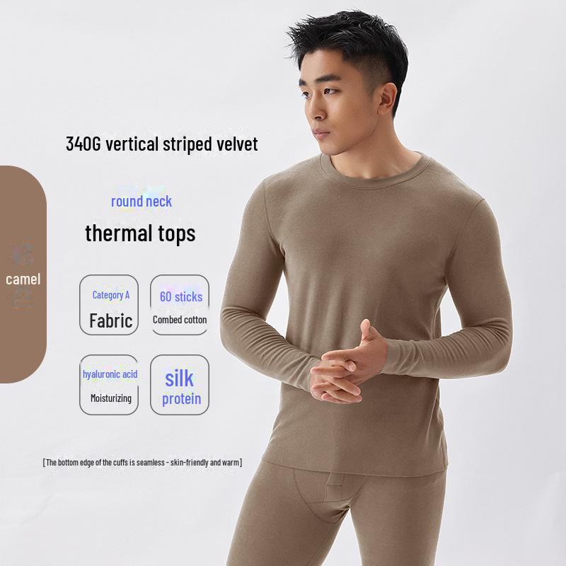 Herren Deutscher Samt Thermo Unterwäsche Set - Nahtlos, Antibakteriell, Übergröße für Herbst/Winter