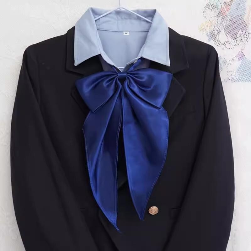

Preppy Chic Solid Color JK Uniform Bowties Women Red Butterfly Oversized Swallowtail Bowknot College Girls Collar Fashion Cravat темно-синього кольору