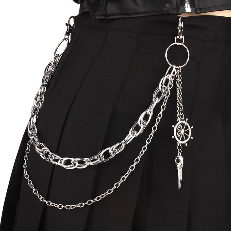 Punk Jeans Pants Chain Edgy Chain Punk Halloween Charm Waist Wallet Chain Grunge Belt for Hip Hop Accessories