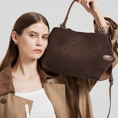 Hot Sale Genuine Leather Deer Velvet Suede Cowhide Single Shoulder Crossbody Bag for Women Versatile Commuter Tote Bag Ladies Handbag