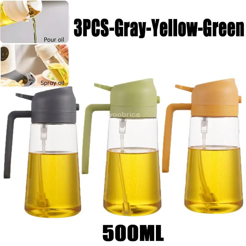 2in1 Oil Sprayer Plastic Bottle for Cooking Anti-leakage Olive Oil Storage Bottle for BBQ Air Fryer Steak Salad Kitchen Supplies
