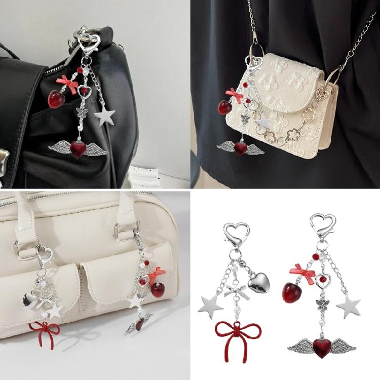 Fashion Bowknot Keychain Multifuntional Heart Charm Key Holder Elegant Bag Pendant Suitable for Keys Bags and Phone