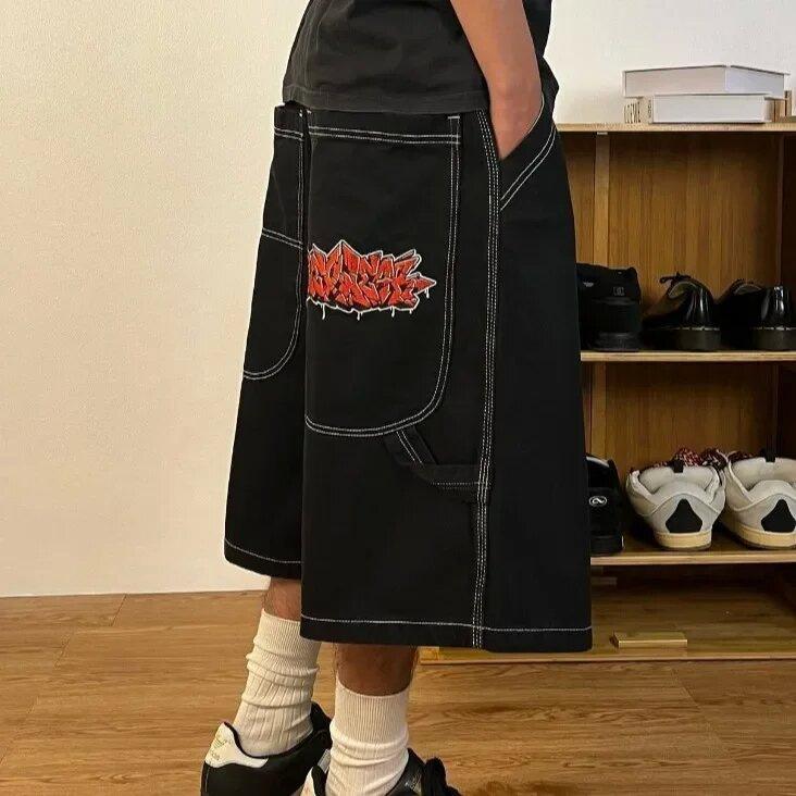 European and American high street shorts skateboard pants pattern couple hiphop hip hop denim shorts source manufacturer wholesale