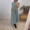 Dress Women's Fashionable Round Neck Sleeveless Pleated Long Dress