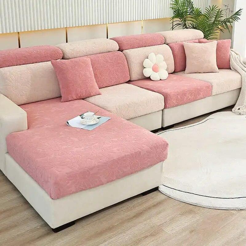 Blumen-Jacquard-Chenille-Sofa-Matratze, elastisch, rutschfest, Couch-Kissen, Schonbezüge, L-förmiger Sofa-Schutz