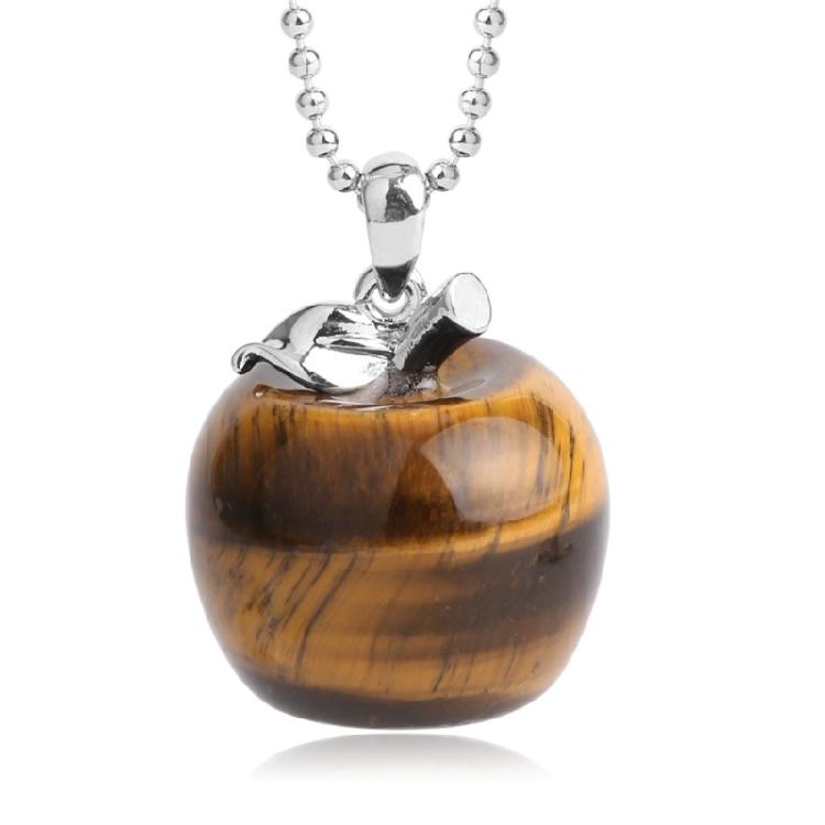Unique Natural Stone Necklace Adjustable Chain Necklace Apples Pendant Necklace Stone Texture for Stylish Women Present