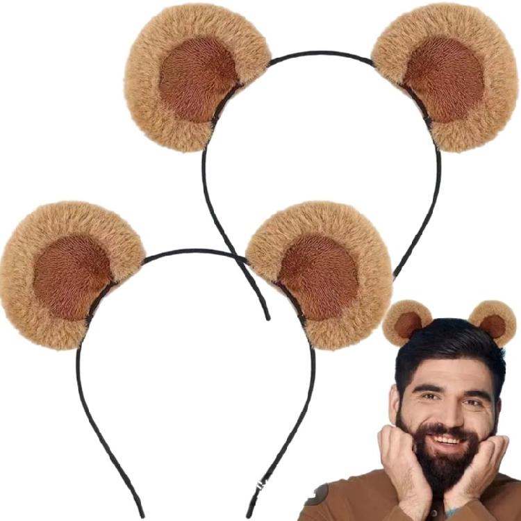 Stretchy Fabric Bear Ears Headwear Skin Friendly Hairband Decorative Hair Hoop Headdress For School Home Parties