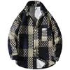 Fashion Loose Spell Color Grid Single Breasted Lapel Jacket Men's Spring Autumn Casual Jacket Pockets