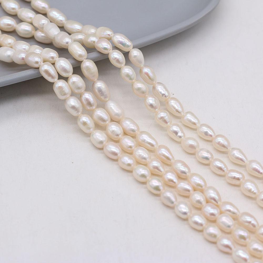 36cm Strand 5-6mm Natural Freshwater Rice Pearls Spacer Beads DIY Earring Necklace Bracelet Parts