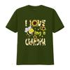 T-Shirt für Damen Muttertag Ich liebe es, Oma zu sein Sonnenblume Biene Lässig Oberteile Schwarz 2XL Vintage Gewaschen Dehnbar