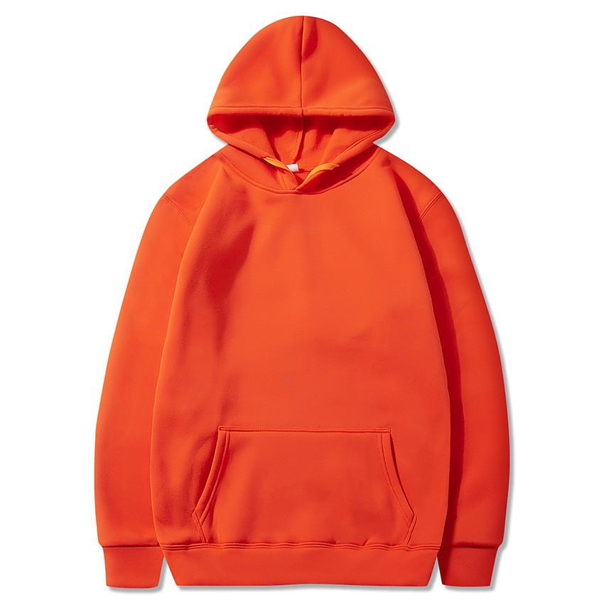 Unisex Fleece-Lined Thick Hooded Jacket - Solid Color, Trendy Autumn/Winter Style, Custom Logo Printing
