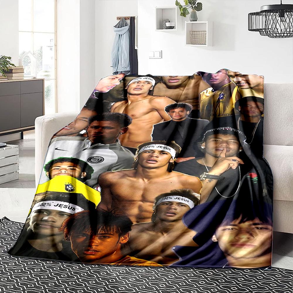 Football Legend Celebration Pose printed flannel breathable and warm blanket, a stylish home gift, suitable for home, office and bedspread use. 15a138