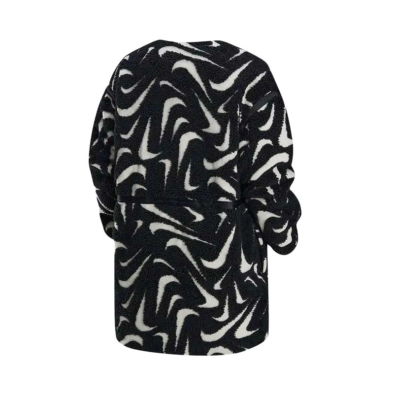 Nike Casual Loose Plush Jacket Women Jackets Black White FV8026-010