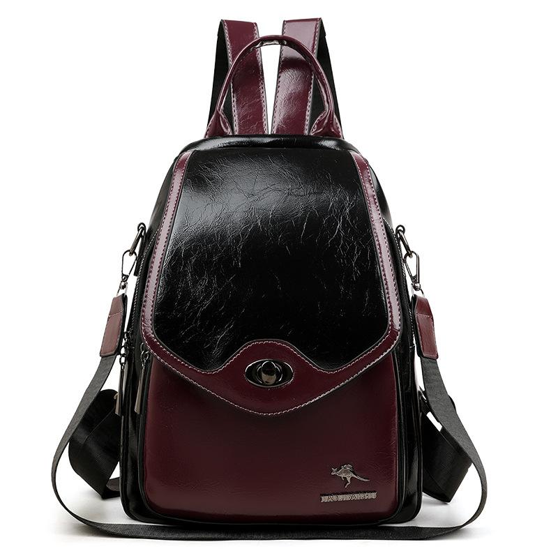 

Рюкзак из мягкой кожи большой вместимости женский рюкзак легкий многофункциональный наплечный рюкзак фиолетовый