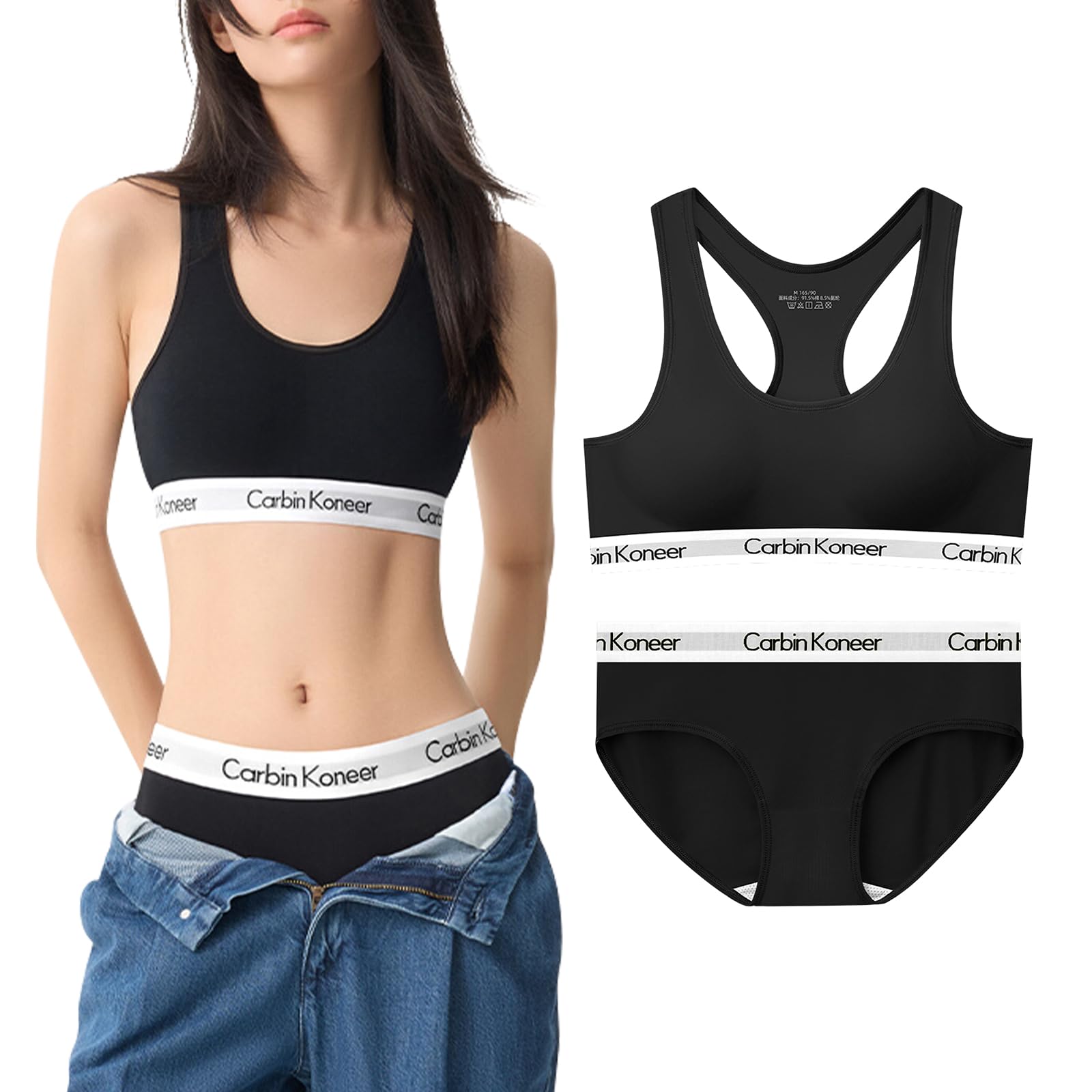 

VICHERIA Хлопковый комплект бюстгальтера и трусиков Мгновенный Нет Ночь Спорт Однотонный Женский [Ткань как облачко, Декольте, Стягивание] Бюстгальтер, Бюстгальтер, Бесшовный,