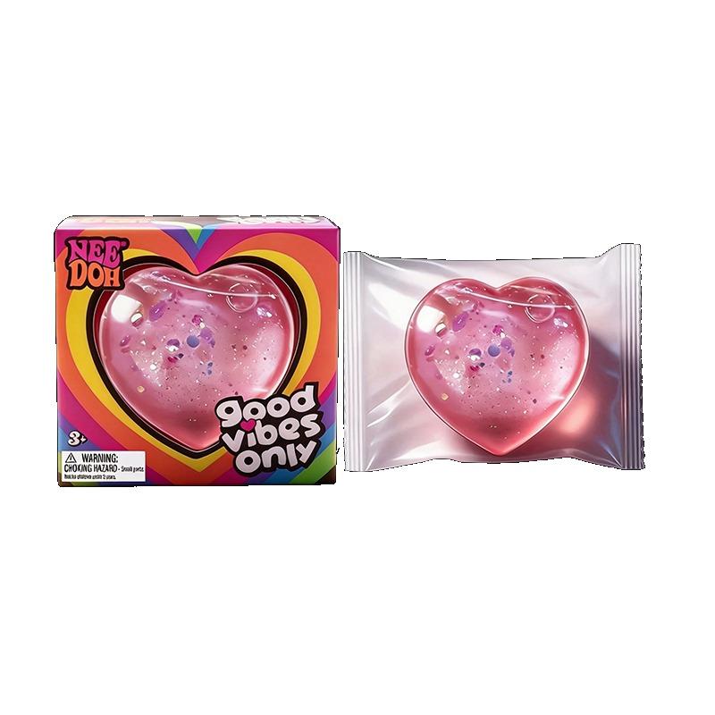 Needoh Nur Gute Vibes Herz Spielzeug Angstlinderung Entspannung Beruhigend Glitzer Durchscheinend Sensorisches Fidget Romantisch für Erwachsene Geschenk