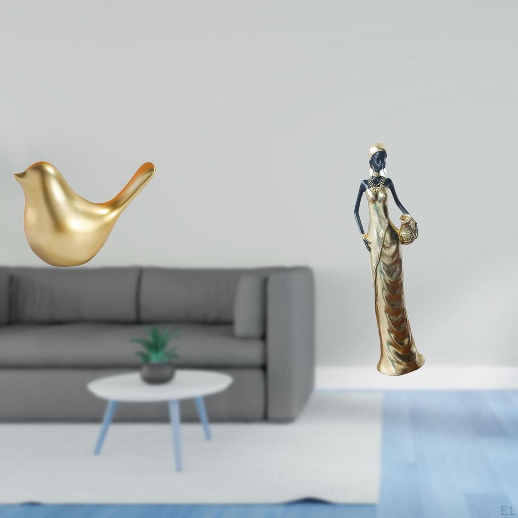 Golden Birds Animal Figurine Modern Home Decor Ornament Bird Sculpture for Office Living Room