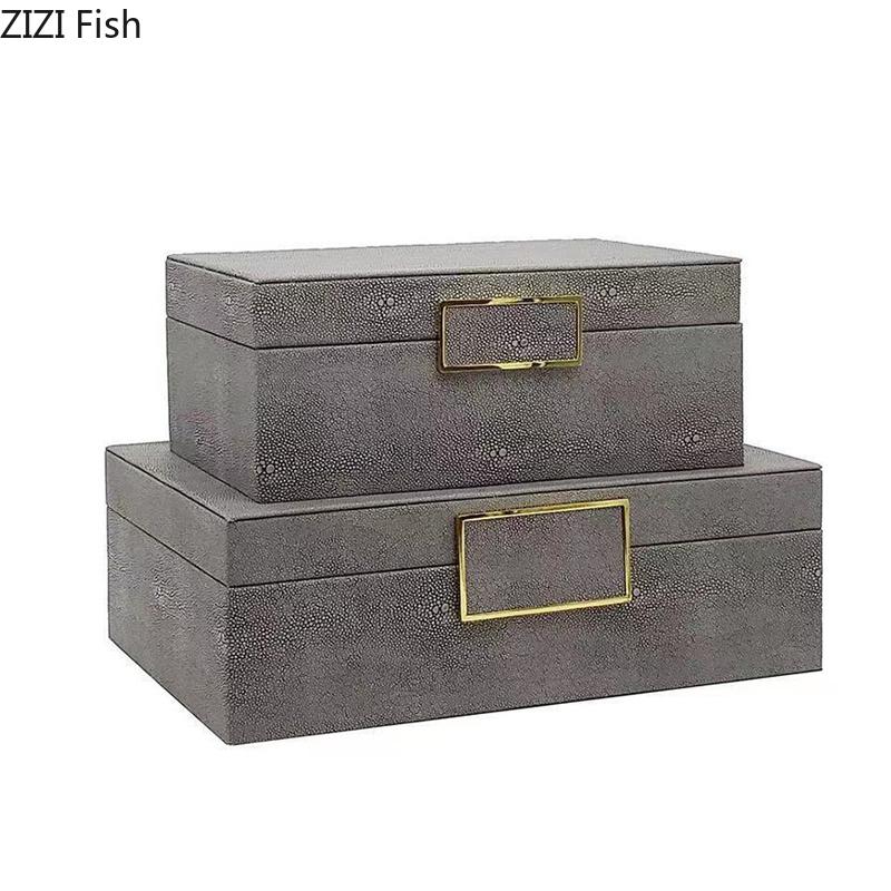 Square Buckle Jewelry Boxes Minimalist Leather Cosmetic Jar Dresser Table Desk Decoration Home Exquisite Jewelry Storage Jar