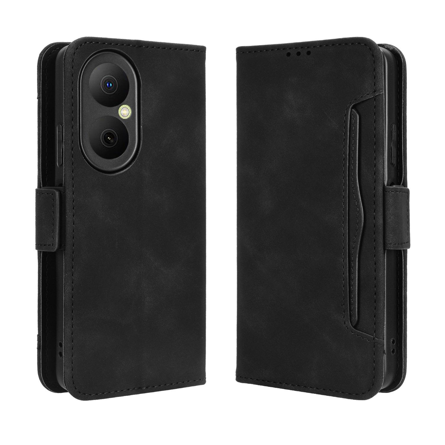 

For Huawei Enjoy 80 Leather Case Phone Wallet Cover with Multiple Card Slots Black