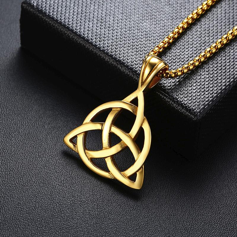 Vnox Viking Celtic Knot Necklaces for Men Stainless Steel Triple Knot Pendants Casual Male Jewelry with 24" Box Chain