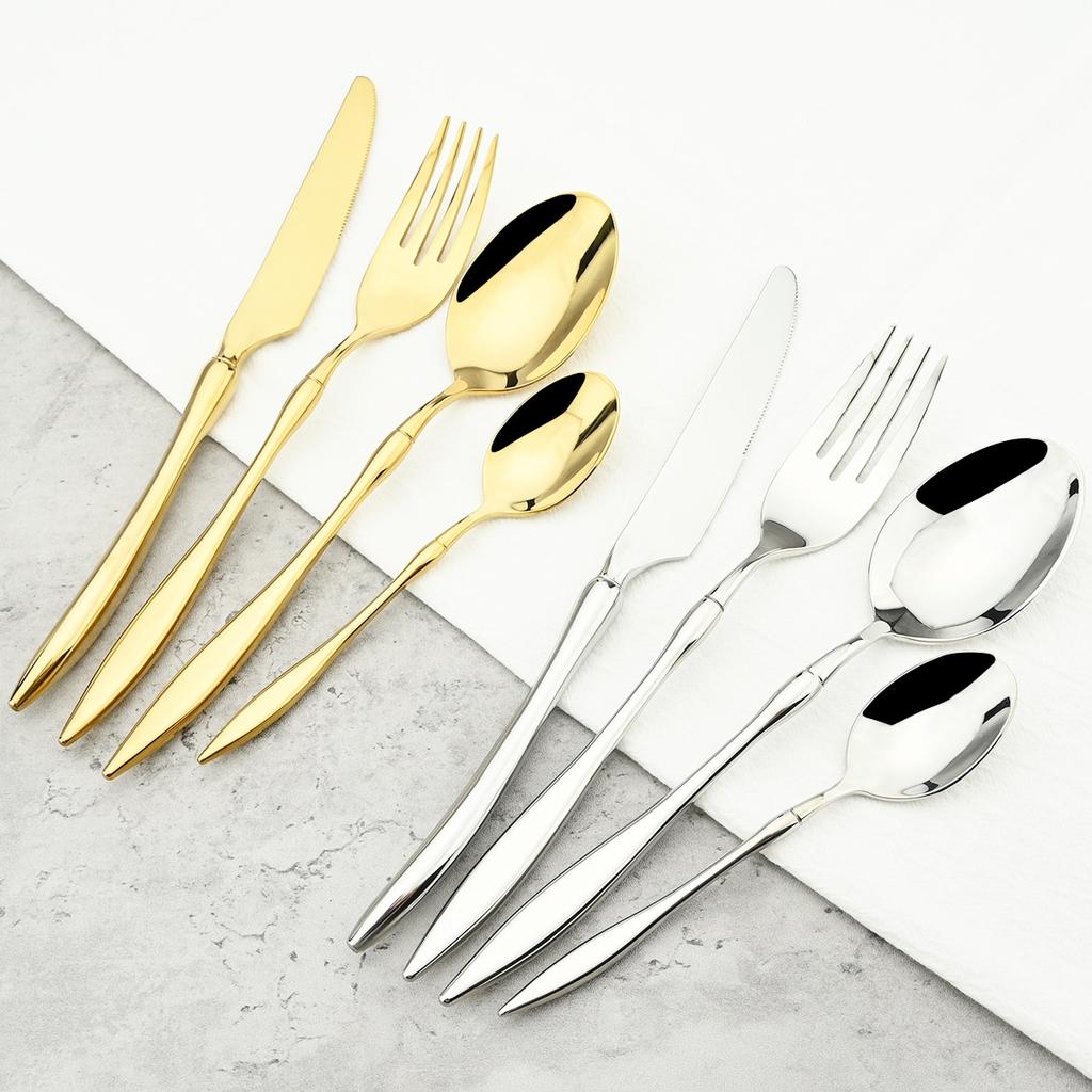 4ks/sada Vintage nádobí Sada příborů z nerezové oceli 304 Nůž Vidlička Čajová lžička Nádobí Party Kuchyňka Sada příborů