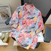 Women's Street Daily Shirt Summer Hawaiian Cartoon Print Casual Loose Shirts Short Sleeve Beach Loose Tops