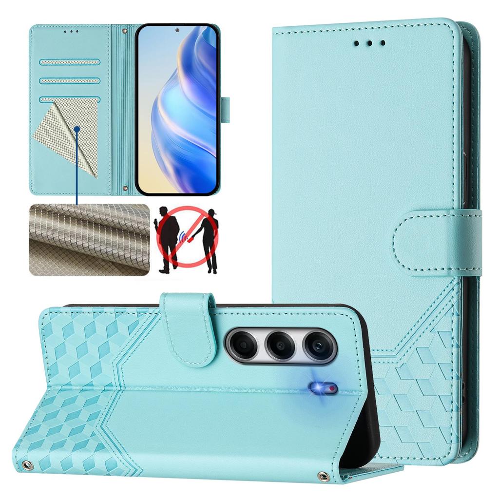 For TECNO Camon 40 Pro 4G Case Imprinted Honeycomb RFID Blocking Leather Phone Cover with Strap