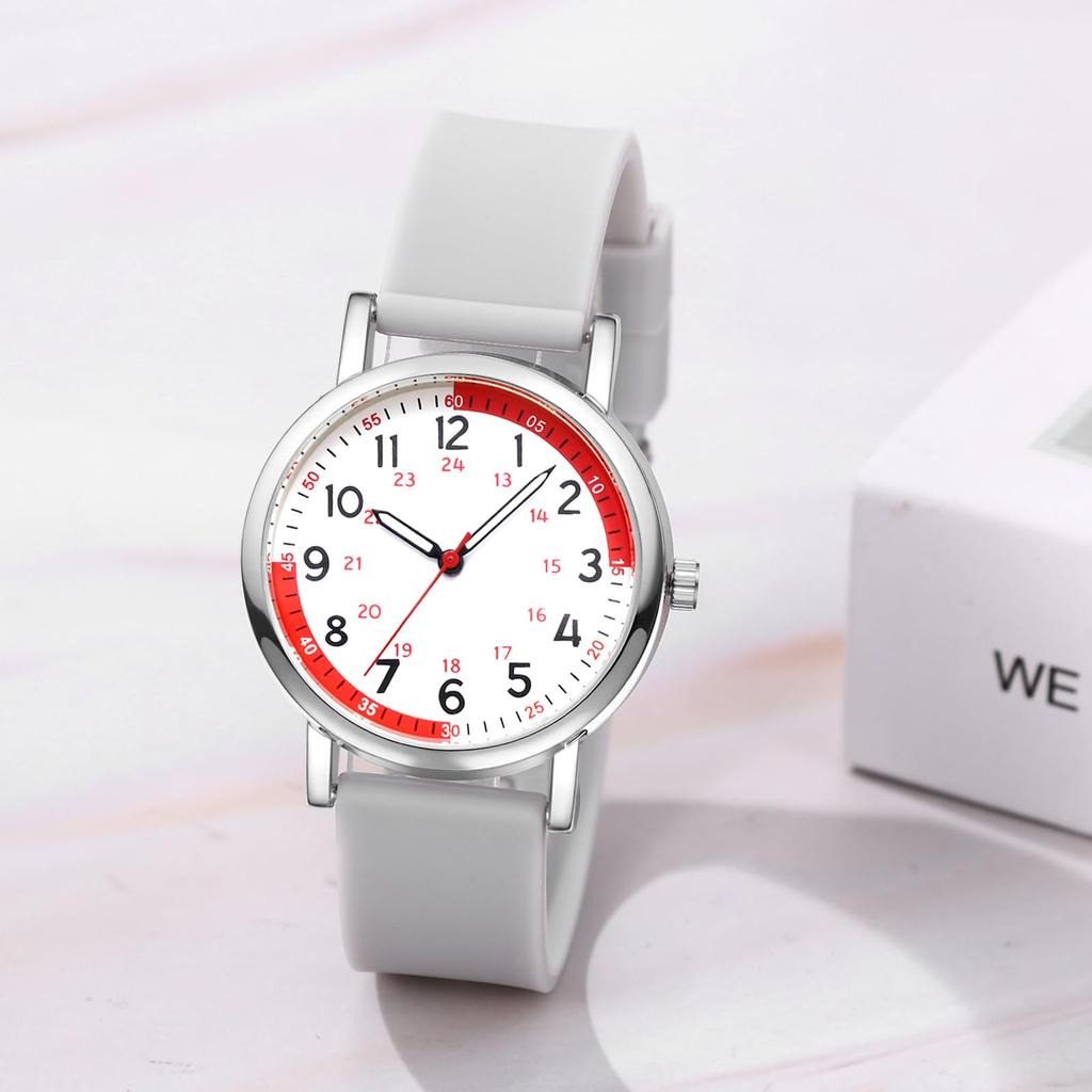 Silicone Strap Quartz Watch with Analog Large Adjustable Casual Style Perfect for or Any Occasion Women's Watch, 24-Hour Waterproof Display,