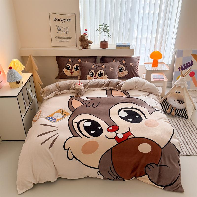

Large Version Cartoon Thickened Milk Fleece Printing Four-Piece Set 1.2m sheet 3pc